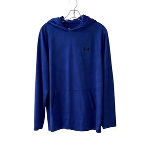 Under Armour Blue Camo Print Hoodie Pullover Top Size Large